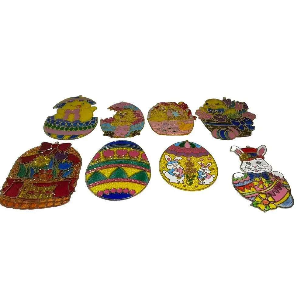 Vintage Easter Vinyl Plastic Suncatchers Decor New Design Inc (lot of 8)